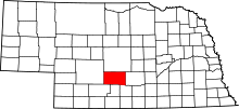 State map highlighting Dawson County