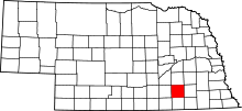 Map of Nebraska highlighting Fillmore County