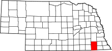 Map of Nebraska highlighting Gage County