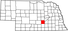 Map of Nebraska highlighting Hall County