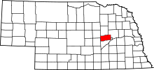 Map of Nebraska highlighting Nance County