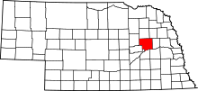 Map of Nebraska highlighting Platte County