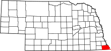 Map of Nebraska highlighting Richardson County