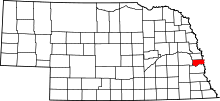 State map highlighting Sarpy County