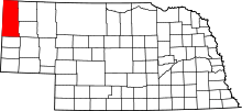 Map of Nebraska highlighting Sioux County