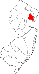 Map of New Jersey highlighting Essex County