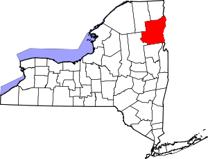 Map of New York highlighting Essex County