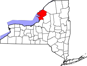 Map of New York highlighting Jefferson County