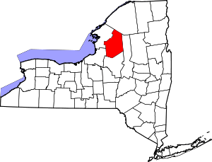 Map of New York highlighting Lewis County