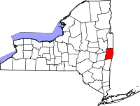 State map highlighting Rensselaer County