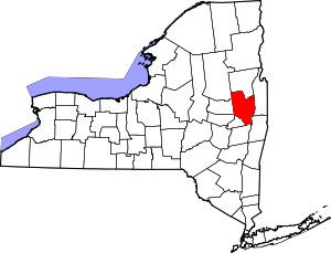 Map of New York highlighting Saratoga County