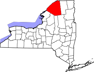 State map highlighting St. Lawrence County