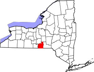 Map of New York highlighting Tioga County