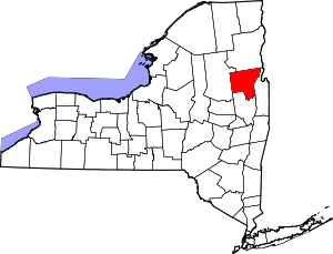 Map of New York highlighting Warren County