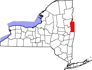 Map of New York highlighting Washington County