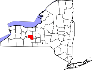 Map of New York highlighting Yates County