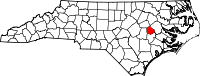 Map of North Carolina highlighting Greene County