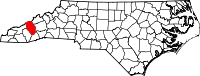 State map highlighting Haywood County