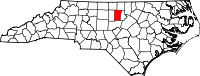 Map of North Carolina highlighting Orange County