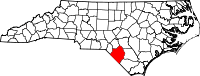 Map of North Carolina highlighting Robeson County