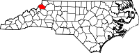 Map of North Carolina highlighting Watauga County