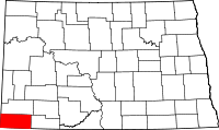 Map of North Dakota highlighting Bowman County