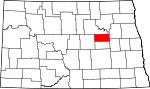 Map of North Dakota highlighting Eddy County