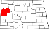 Map of North Dakota highlighting McKenzie County