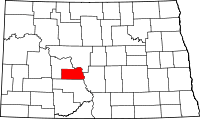 Map of North Dakota highlighting Oliver County