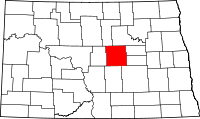 Map of North Dakota highlighting Wells County