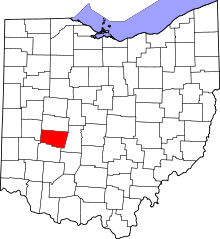 Map of Ohio highlighting Clark County