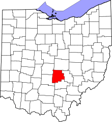 Map of Ohio highlighting Fairfield County