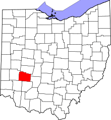 Map of Ohio highlighting Greene County