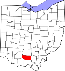 Map of Ohio highlighting Pike County