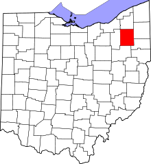 Map of Ohio highlighting Portage County