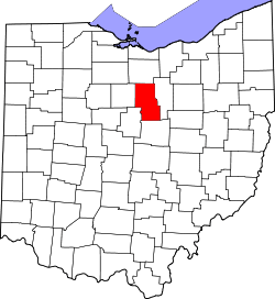 Map of Ohio highlighting Richland County