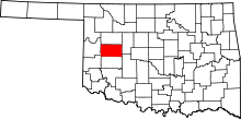 Map of Oklahoma highlighting Custer County