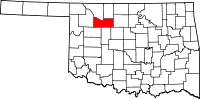 Map of Oklahoma highlighting Major County