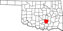 Map of Oklahoma highlighting Pontotoc County