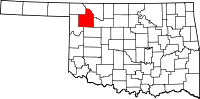 Map of Oklahoma highlighting Woodward County