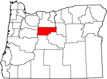 Map of Oregon highlighting Jefferson County