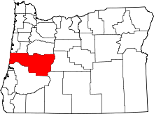 State map highlighting Lane County