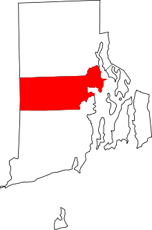 Map of Rhode Island highlighting Kent County