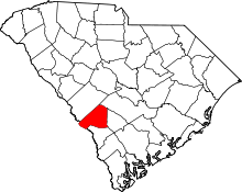 Map of South Carolina highlighting Barnwell County