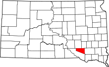 Map of South Dakota highlighting Douglas County