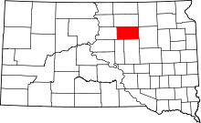 Map of South Dakota highlighting Faulk County