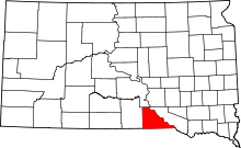 Map of South Dakota highlighting Gregory County