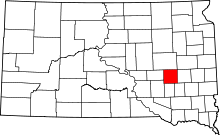 Map of South Dakota highlighting Sanborn County