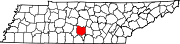 Map of Tennessee highlighting Bedford County