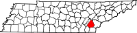 Map of Tennessee highlighting McMinn County